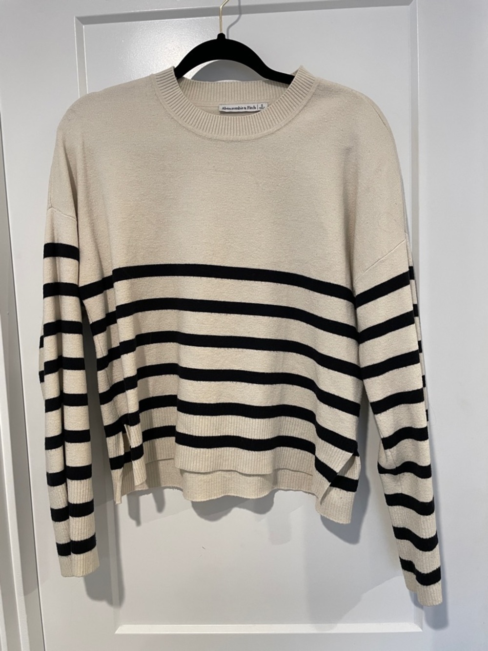 Abercrombie & Fitch Cream Sweater with Black Stripes